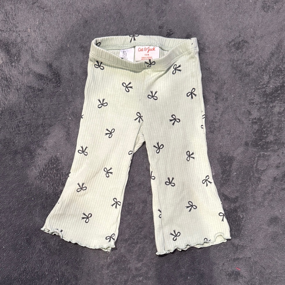 Cat & Jack Light Green Bow Print Pants
